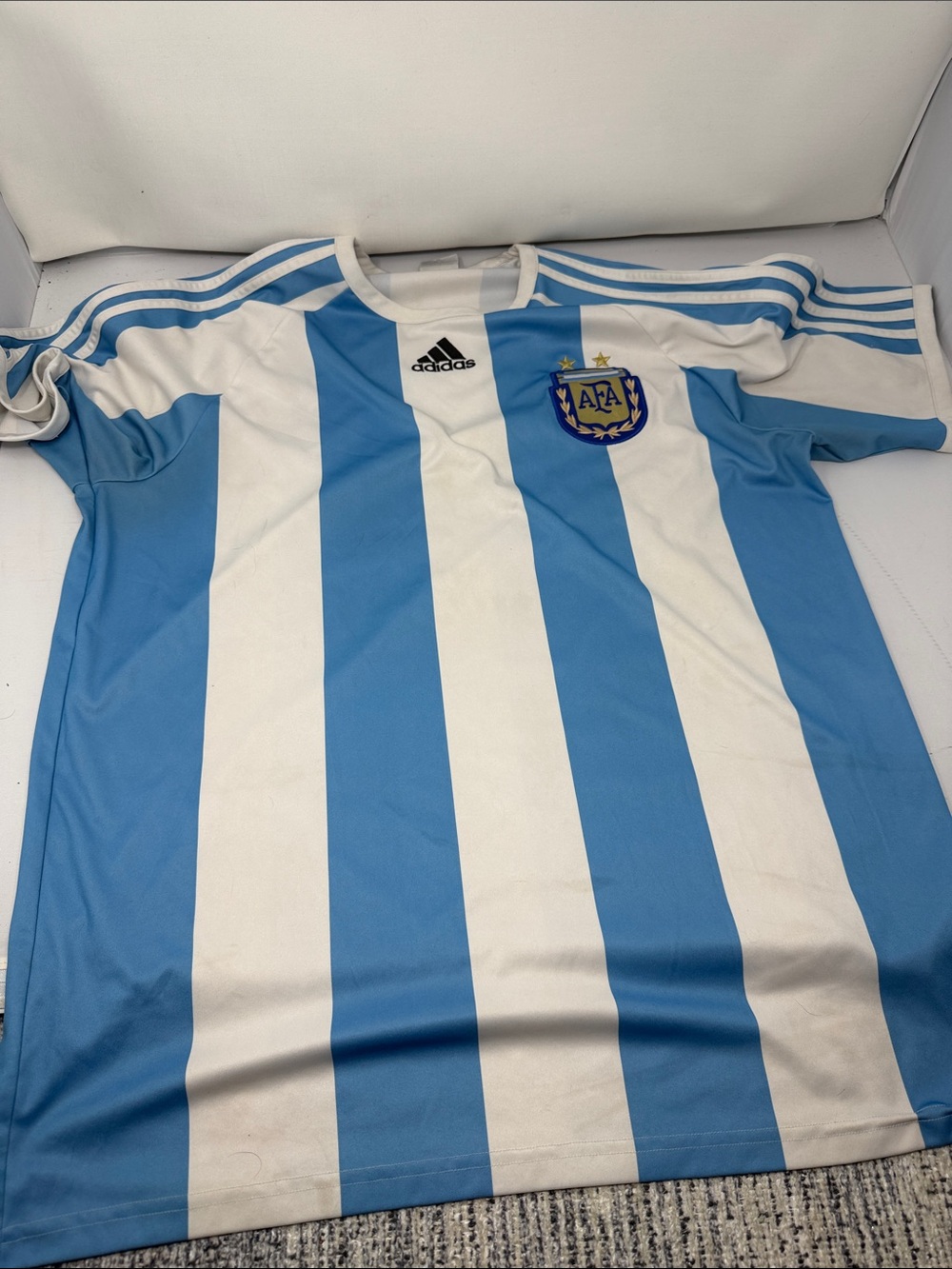 adidas Kids Argentina Blue & White Stripe Soccer Jersey